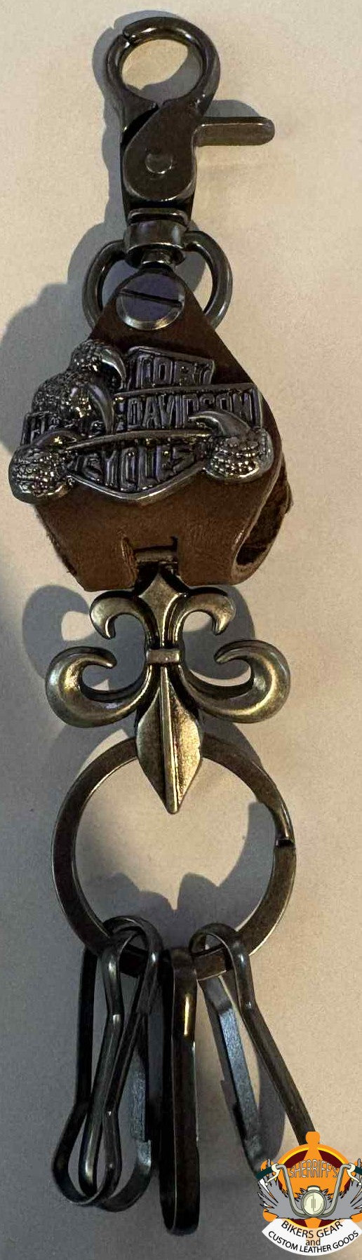 Harley Davidson with Claw and Fleur D Lis Keyring