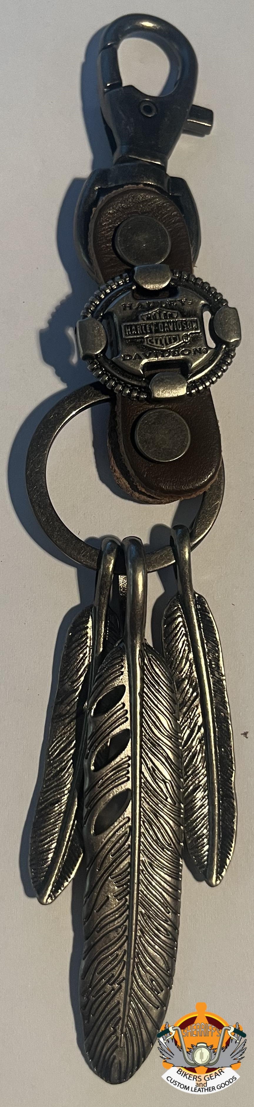 Harley Davidson Keyring with Logo and Feathers