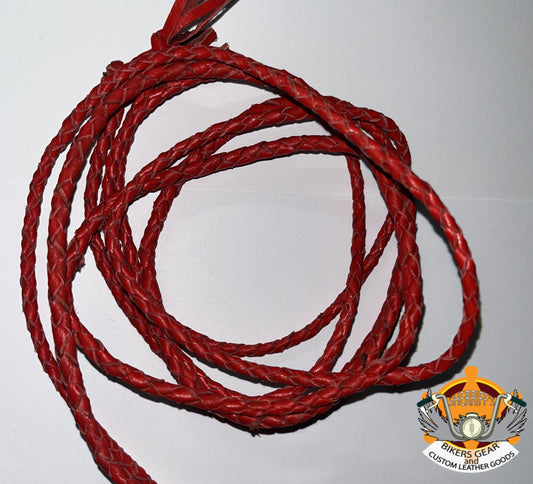 Leather Braided Cord Set of 2 Red