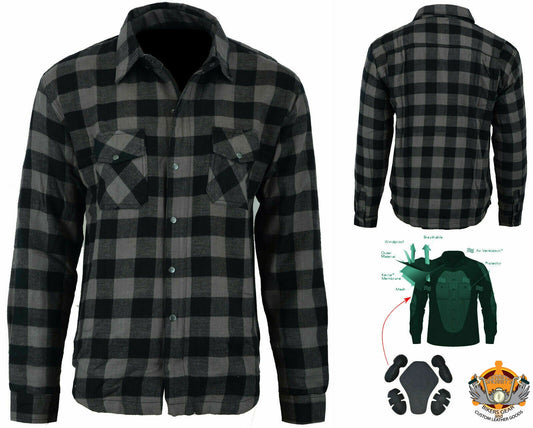 Flannel Shirt with Kevlar Lining - Black and Grey