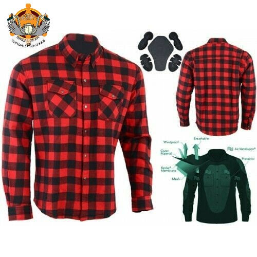 Flannel Shirt with Kevlar Lining - Black and Red