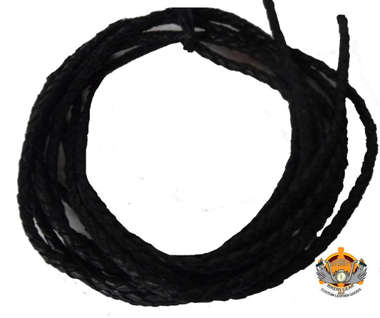 Leather Braided Cord Set of 2 Black