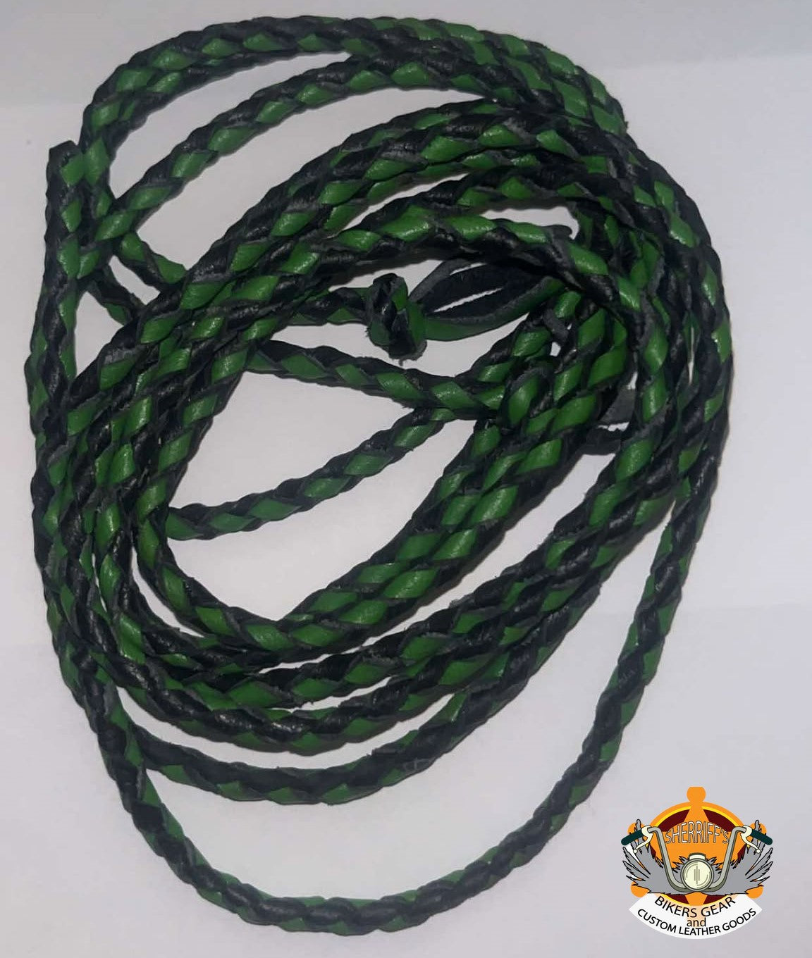 Leather Braided Cord Set of 2 Black/Green