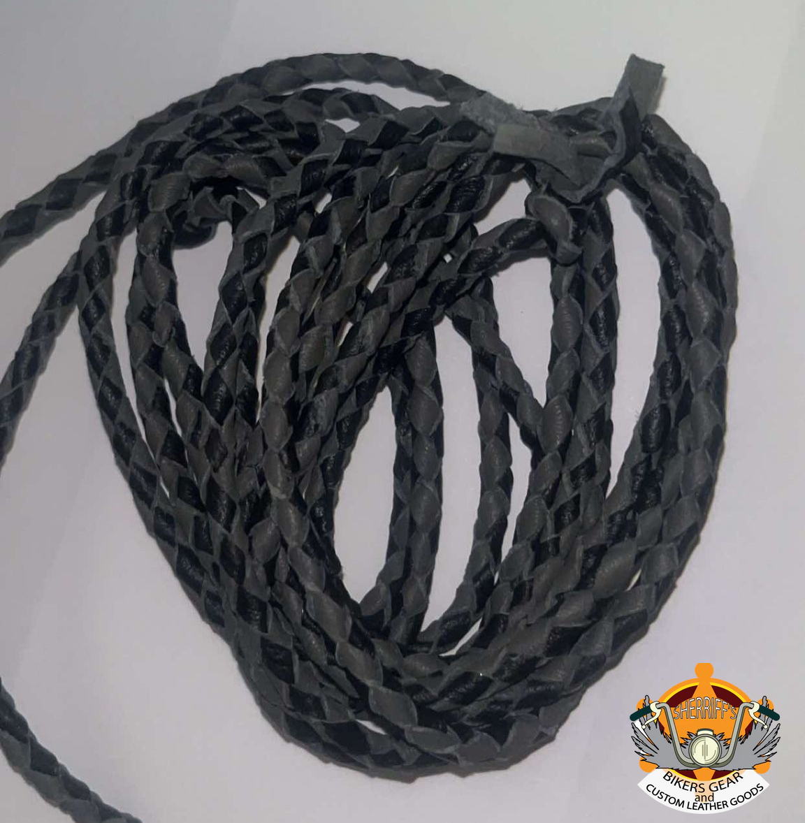 Leather Braided Cord Set of 2 Black/Grey