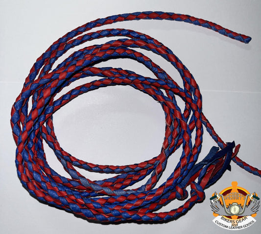 Leather Braided Cord Set of 2 Blue/Red