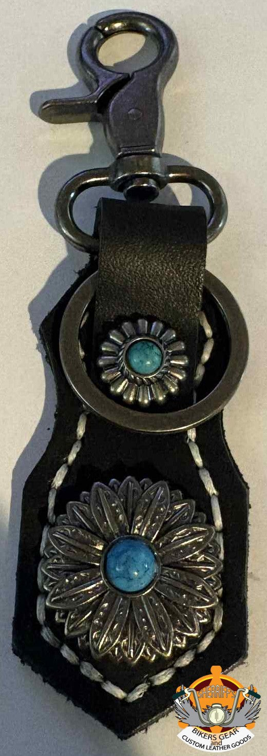 Flower with blue stone keyring