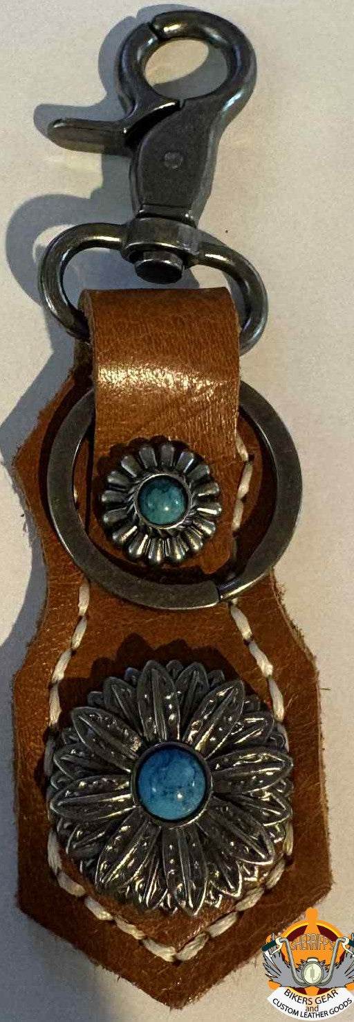 Flower with blue stone keyring