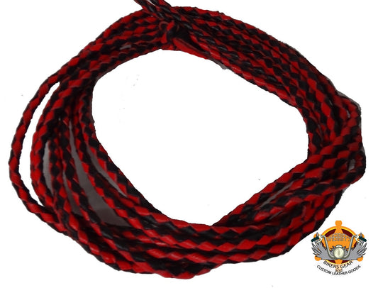 Leather Braided Cord Set of 2 Red/Black
