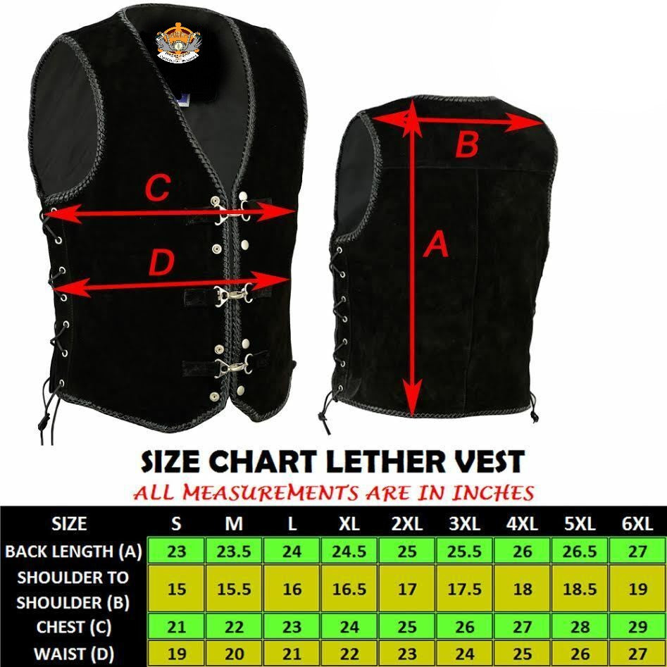 Suede Vest with Black and White Lacing - Mens