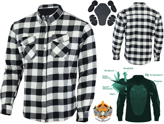 Flannel Shirt with Kevlar Lining - Black and White