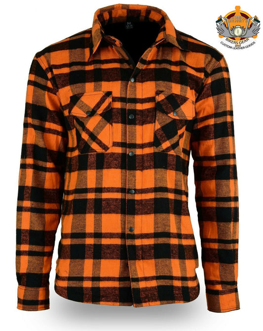 Flannel Shirt with Kevlar Lining - Black and Orange