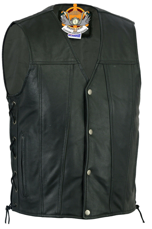 Harley Style Vest with Nickle Press Studs - Men's