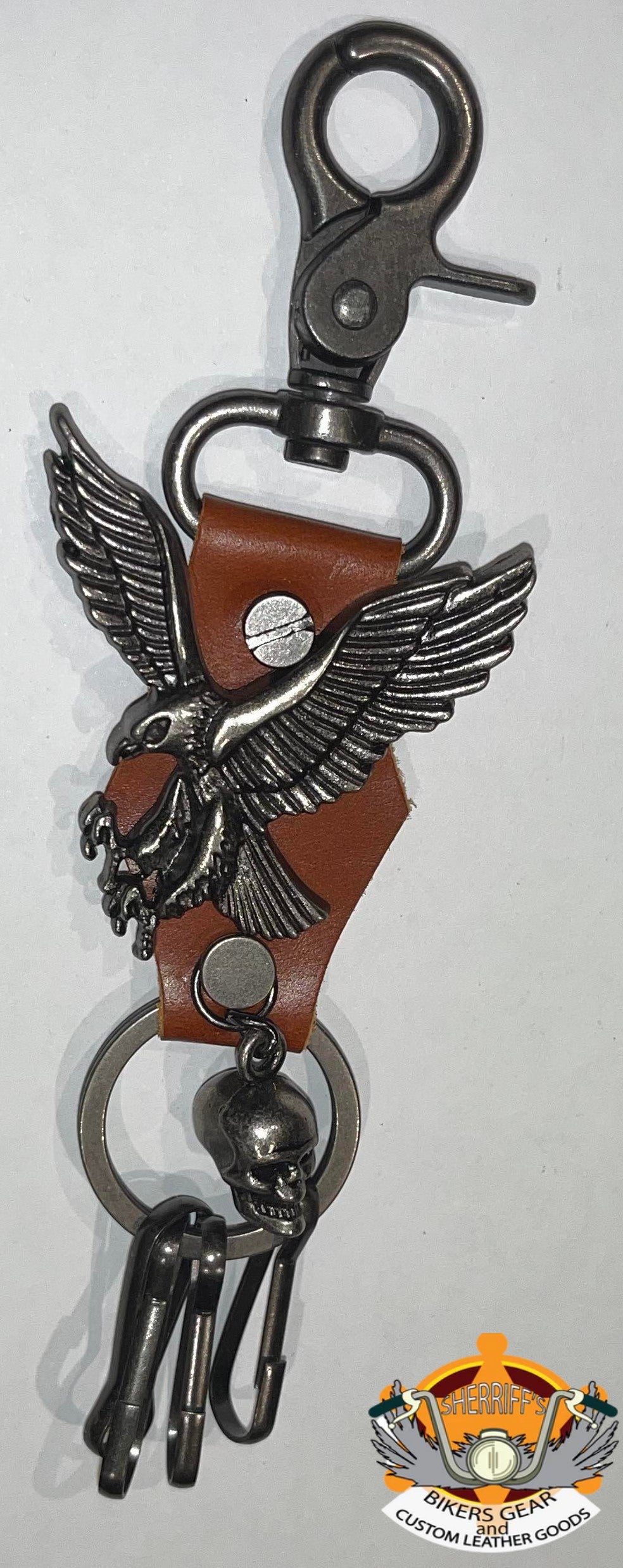 Eagle Keyring with Skull