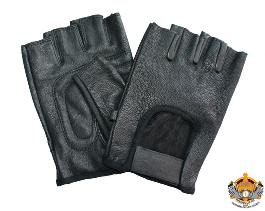 Fingerless Motorcycle Leather Gloves