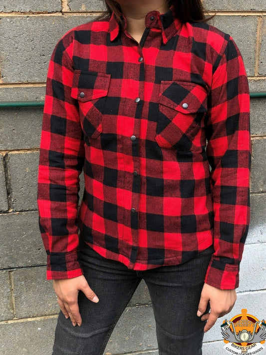 Ladies Flannel Shirt with Kevlar Lining - Red & Black