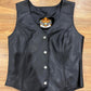 Soft Leather Button Motorcycle Vest - Ladies