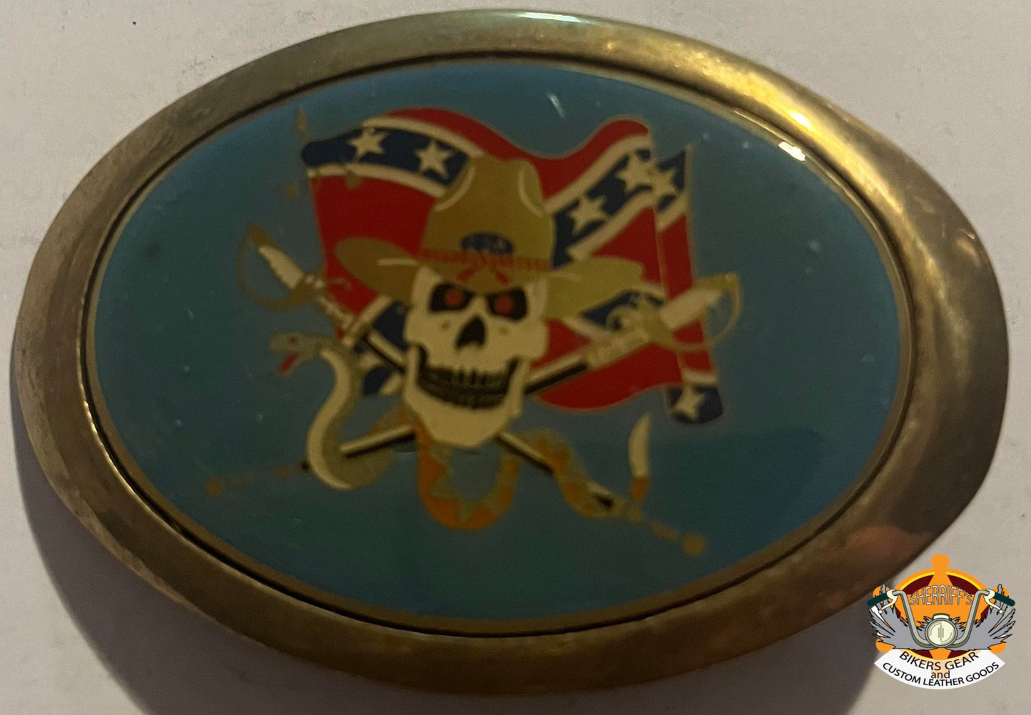 Skull and Flag Belt Buckle