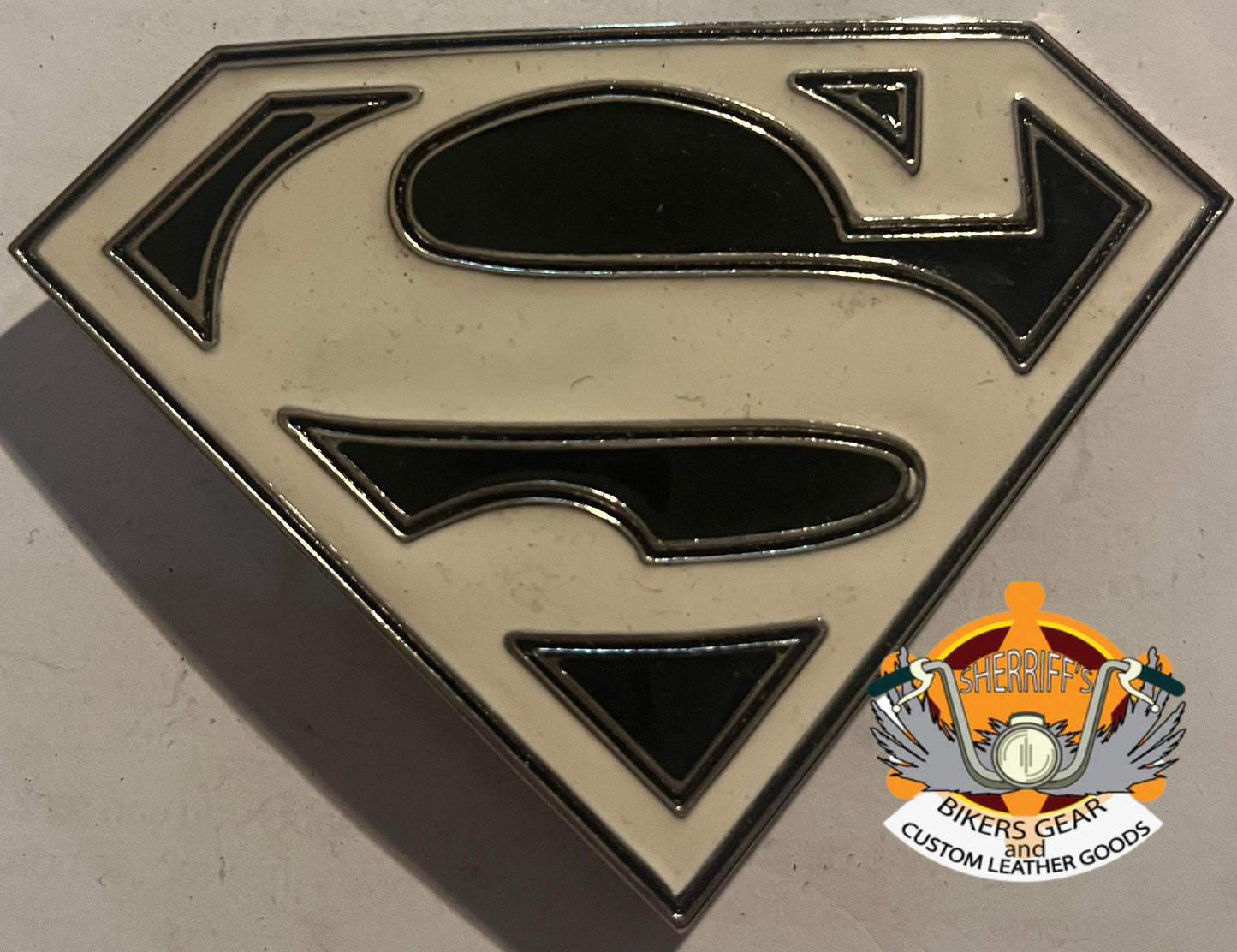 White Superman Belt Buckle